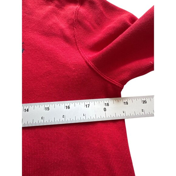Polo Ralph Lauren Boys L 14/16 Red 1/4 Zip Pullover Sweater 100% Cotton Preppy - Picture 8 of 9